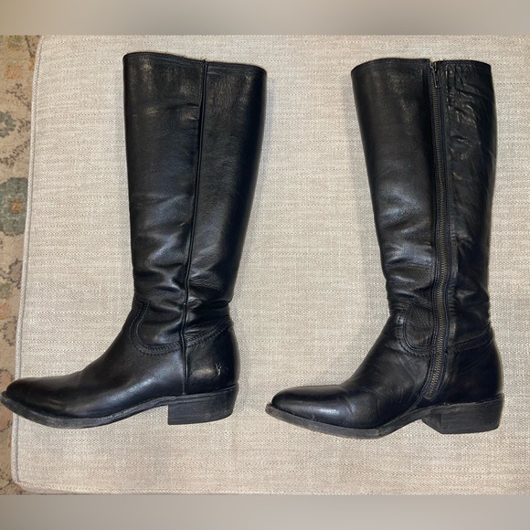 Frye Billy Tall Black Leather Boots - Picture 3 of 6